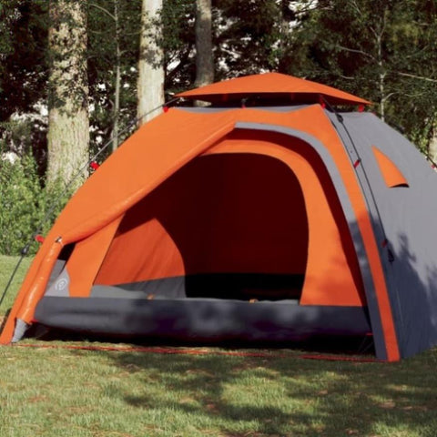 ZNTS Camping Tent Dome 4-Person Grey and Orange Quick Release 4004244