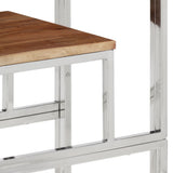 Console Table Silver Stainless Steel and Solid Wood Acacia 350015