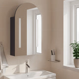 Bathroom Mirror Cabinet with LED Light Arched Grey 42x13x70 cm 357974