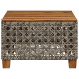 Garden Table Grey 55x55x36 cm Poly Rattan Acacia Wood 365930