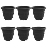 Round Flower Pot 6 pcs Black 34 x 28 cm Plastic 42020287