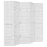 Room Divider 5 Panels White Solid Wood Paulownia 358790