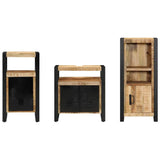 Bathroom Furniture Set 3 pcs Brown and Black Solid Mango Wood 3305614