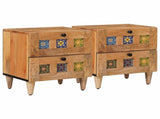 Bedside Cabinet 2 pcs Natural 40 x 33 x 46 cm Solid Mango Wood 4018259