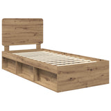 Bed Frame Artisian Oak 90 x 200 cm Solid Pine Wood 3412541