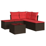 6 Piece Garden Sofa Set with Cushions Brown Poly Rattan 3217734