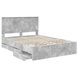 Bed Frame with Drawer Concrete Grey 135 x 190 cm Engineer Wood 3411127