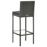 5 Piece Garden Bar Set with Cushions Poly Rattan Grey 3095416