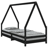 Kids Bed Frame Black 80x200 cm Solid Wood Pine 834482