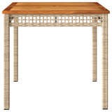 Garden Table Beige 80x80x75 cm Poly Rattan Acacia Wood 366275