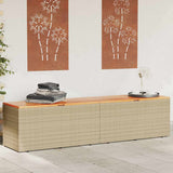 Garden Storage Box Beige 220x50x54 cm Poly Rattan Acacia Wood 365960