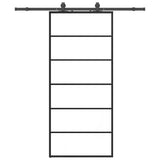 Sliding Door with Hardware Set Black 90x205 cm ESG Glass 3375788
