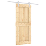 Sliding Door Natural and White 90 x 210 cm Solid Pine Wood 3444940