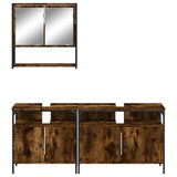 3 Piece Bathroom Furniture Set Smoked Oak Engineered Wood 3214667