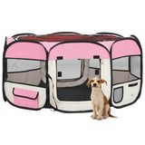 171012 Foldable Dog Playpen with Carrying Bag Pink 145x145x61 cm