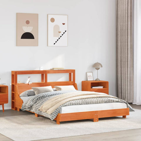 Bed Frame without Mattress Wax Brown 140x200 cm Solid Wood Pine 3306422