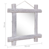 Log Mirror White 70x70 cm Solid Reclaimed Wood 283932