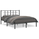 Metal Bed Frame without Mattress with Headboard Black 140x200cm 355562