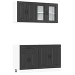 ZNTS 4 Piece Kitchen Cabinet Set Kalmar Black Engineered Wood 3314852