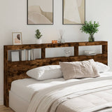 Headboard Cabinet with LED Smoked Oak 220x17x102 cm 839228