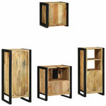 Bathroom Furniture Set with Shelf 4 pcs Brown Solid Mango Wood 3305652