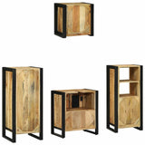 Bathroom Furniture Set with Shelf 4 pcs Brown Solid Mango Wood 3305652