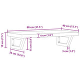 Basin Shelf Wall Mounted Steel and Solid Wood Beech 3302375