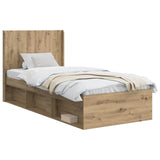 Bed Frame with Storage and Headboard Artisan Oak 90 x 190 cm 3413908