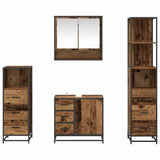 Bathroom Furniture Set with Door 4 pcs Old Wood Engineered Wood 3402497