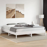 Bed Frame without Mattress White 200x200 cm Solid Wood Pine 842683