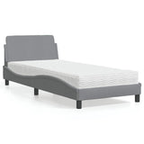 Bed with Mattress "Dover" Light Grey Single Fabric 3208484