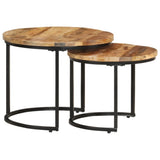 Nesting Tables 2 pcs Rough Mango Wood 337999