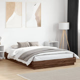 Bed Frame with LED without Mattress Brown Oak 150x200 cm King Size 3209792