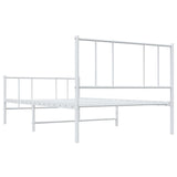 Metal Bed Frame without Mattress with Footboard White 100x200cm 352542