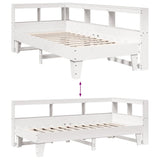 Bookcase Bed without Mattress White 90x200cm Solid Wood Pine 3324548