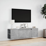 TV Wall Cabinet with LED Lights Concrete Grey 135x31x39.5 cm 852386