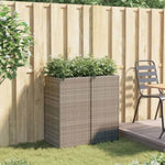 ZNTS Garden Planters 2 pcs Grey 40x40x80 cm Poly Rattan 3210521