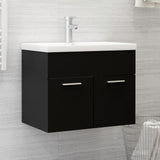 Sink Cabinet with Built-in Basin Black Engineered Wood 3071271