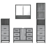 ZNTS 4 Piece Bathroom Furniture Set Grey Sonoma Engineered Wood 3301293