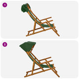 Deck Chair 2 pcs 3 Position Solid Eucalyptus Wood Green 3407812