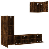 4 Piece TV Wall Units Smoked Oak Engineered Wood 3216504