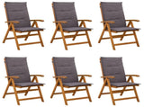 Reclining Garden Chairs 6 pcs Natural Solid Acacia Wood 3434471