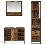 Bathroom Furniture Set with Door 3 pcs Old Wood Engineered Wood 3402569