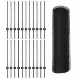Welded Wire Fence 50 x 0.8 m PVC-Coated Steel Grey Mesh 3336890