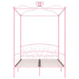 Canopy Bed Frame without Mattress Pink Metal 140x200 cm 284489