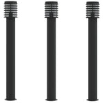 ZNTS Outdoor Floor Lamps 3pcs Black 110cm Stainless Steel 4006364