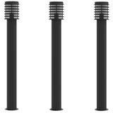 ZNTS Outdoor Floor Lamps 3pcs Black 110cm Stainless Steel 4006364