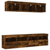 5 Piece TV Wall Units with LED Smoked Oak Engineered Wood 3216722