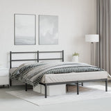 Metal Bed Frame without Mattress with Headboard Black 150x200cm 355367