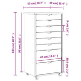 Rolling Cabinet with Drawers "MOSS" Black Solid Wood Pine 4015788